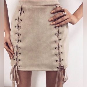 Fashion Nova knotted suede skirt